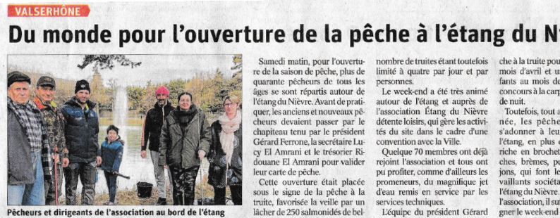OUVERTURE DE LA PËCHE LE 12 MARS 2022